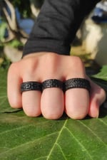 Trend Collection Erkek Mat Siyah Ayarlanabilir 3 'lü Klasik Yüzük Set
