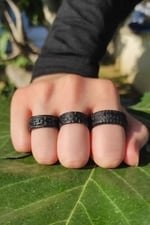 Trend Collection Erkek Mat Siyah Ayarlanabilir 3 'lü Klasik Yüzük Set