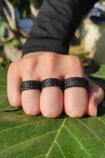 Trend Collection Erkek Mat Siyah Ayarlanabilir 3 'lü Klasik Yüzük Set