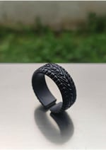 Trend Collection Erkek Mat Siyah Halka Wheel Tekerlek Şövalye Model Ayarlanabilir Yüzük