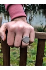 Trend Collection Gümüş Kaplama Çukur Erkek Yamaç Ayarlanabilir Yüzük