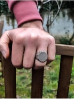 Trend Collection Gümüş Kaplama Çukur Erkek Yamaç Ayarlanabilir Yüzük