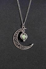 Trend Collection Gümüş Kaplama Karanlıkta Parlayan Desenli Ay Yıldız Kolye