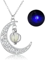 Trend Collection Gümüş Kaplama Karanlıkta Parlayan Desenli Ay Yıldız Kolye