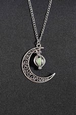 Trend Collection Gümüş Kaplama Karanlıkta Parlayan Desenli Ay Yıldız Kolye