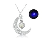 Trend Collection Gümüş Kaplama Karanlıkta Parlayan Desenli Ay Yıldız Kolye
