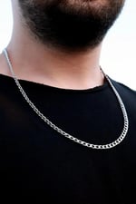 Trend Collection Gümüş Kaplama Klasik Erkek Kolye ve Bileklik Seti