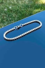 Trend Collection Gümüş Kararmaz Çelik Silver Arnavut Zinciri Örme Model Erkek Bileklik