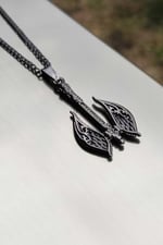 Trend Collection Gümüş ve Siyah Antik Viking Balta Erkek Kolye Seti (2 adet)