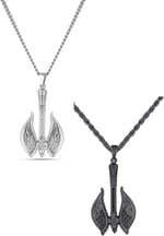 Trend Collection Gümüş ve Siyah Antik Viking Balta Erkek Kolye Seti (2 adet)