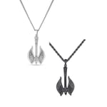 Trend Collection Gümüş ve Siyah Antik Viking Balta Erkek Kolye Seti (2 adet)