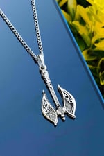 Trend Collection Gümüş ve Siyah Antik Viking Balta Erkek Kolye Seti (2 adet)