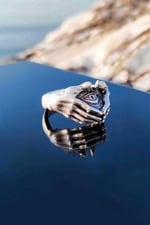 Trend Collection İlluminati Göz Antik Gümüş Kaplama Ayarlanabilir Yüzük