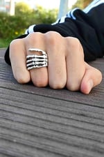 Trend Collection iskelet El Model Gümüş Kaplama Ayarlanabilir Erkek Yüzük