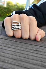 Trend Collection iskelet El Model Gümüş Kaplama Ayarlanabilir Erkek Yüzük