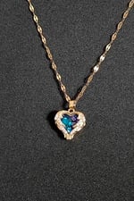 Trend Collection Kadın Paslanmaz Çelik Gold Zirkon Taşlı Mavi Kalp Kolye