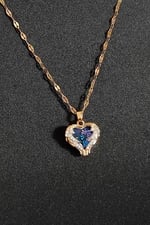 Trend Collection Kadın Paslanmaz Çelik Gold Zirkon Taşlı Mavi Kalp Kolye