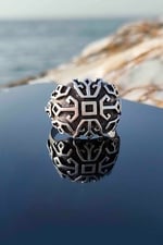 Trend Collection Labirent Şövalye Model Gümüş Kaplama Ayarlanabilir Erkek Yüzük