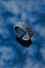 Trend Collection Mat Siyah Tuğla Duvar Model Ayarlanabilir Erkek Yüzük