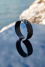 Trend Collection Mat Siyah Tuğla Duvar Model Ayarlanabilir Erkek Yüzük