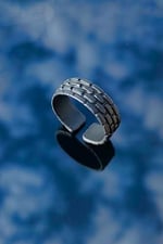 Trend Collection Mat Siyah Tuğla Duvar Model Ayarlanabilir Erkek Yüzük