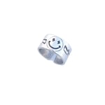 Trend Collection Smile Gülen Yüz Şimşek Motif Gümüş Kaplama Ayarlanabilir Yüzük
