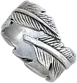 Trend Collection Tüy Yaprak Figürlü Gümüş Kaplama Ayarlanabilir Unisex Yüzük