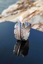Trend Collection Tüy Yaprak Figürlü Gümüş Kaplama Ayarlanabilir Unisex Yüzük