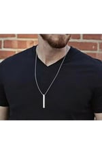 Trend Collection Uzun Dikdörtgen Bar Siyah 2'li Murat Boz Kolye Seti 70cm