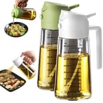 TrendPlain 16oz/470ml Pişirme için Cam Zeytinyağı Püskürtücü - Mutfak Aletleri, Hava Fritözü, Salata ve Barbekü için 2'si 1 Arada Zeytinyağı Dispenseri - Beyaz ve Yeşil