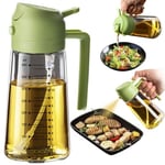 TrendPlain Mutfak için 16 oz Yağ Dağıtıcı Şişesi - 2'si 1 Arada Zeytinyağı Dispenseri ve Yağ Püskürtücü - 470ml Zeytinyağı Şişesi - Yemek Pişirme, Mutfak, Salata, Barbekü için Yağ Püskürtücüsü Yeşil