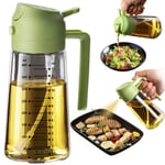 TrendPlain Mutfak için 16 oz Yağ Dağıtıcı Şişesi - 2'si 1 Arada Zeytinyağı Dispenseri ve Yağ Püskürtücü - 470ml Zeytinyağı Şişesi - Yemek Pişirme, Mutfak, Salata, Barbekü için Yağ Püskürtücüsü Yeşil