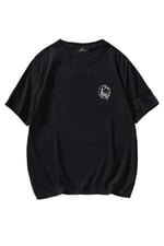 TrendSeninle Erkek Siyah T-shirt Chill Baskılı Oversize Tişört