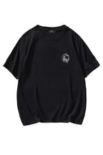 TrendSeninle Erkek Siyah T-shirt Chill Baskılı Oversize Tişört