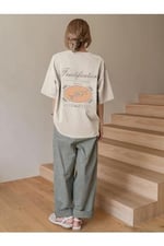 TrendSeninle Kadın Bebe Mavisi Fructification Baskılı Oversize T-shirt