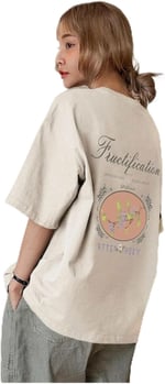 TrendSeninle Kadın Bebe Mavisi Fructification Baskılı Oversize T-shirt