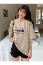 TrendSeninle Kadın Beyaz Age Of Steam Baskı Oversize Tişört