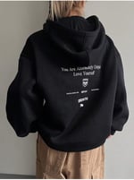 TrendSeninle Kadın Beyaz Calm Growth Baskılı Oversize Kapüşonlu Sweatshirt