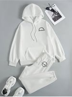TrendSeninle Kadın Beyaz I AM PERFECT Baskılı Oversize Alt Üst Eşofman Takımı