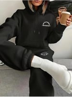 TrendSeninle Kadın Beyaz I AM PERFECT Baskılı Oversize Alt Üst Eşofman Takımı