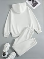 TrendSeninle Kadın Beyaz I AM PERFECT Baskılı Oversize Alt Üst Eşofman Takımı