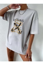 TrendSeninle Kadın Beyaz Oversize Nothing Else Tshirt