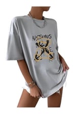 TrendSeninle Kadın Beyaz Oversize Nothing Else Tshirt