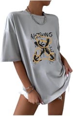 TrendSeninle Kadın Beyaz Oversize Nothing Else Tshirt