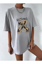 TrendSeninle Kadın Beyaz Oversize Nothing Else Tshirt