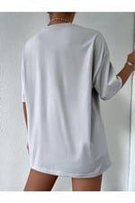 TrendSeninle Kadın Beyaz Oversize Nothing Else Tshirt