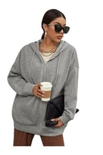 TrendSeninle Kadın Gri Fermuarlı Sweatshirt