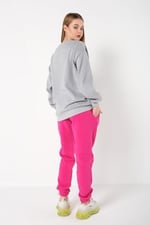 TrendSeninle Kadın Gri Pembe California 1991 Baskılı Oversize Alt Üst Eşofman Takımı