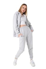 TrendSeninle Kadın Gri Sıerra Nevada Baskılı Hırka Jogger Oversize Eşofman Takımı