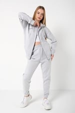 TrendSeninle Kadın Gri Sıerra Nevada Baskılı Hırka Jogger Oversize Eşofman Takımı